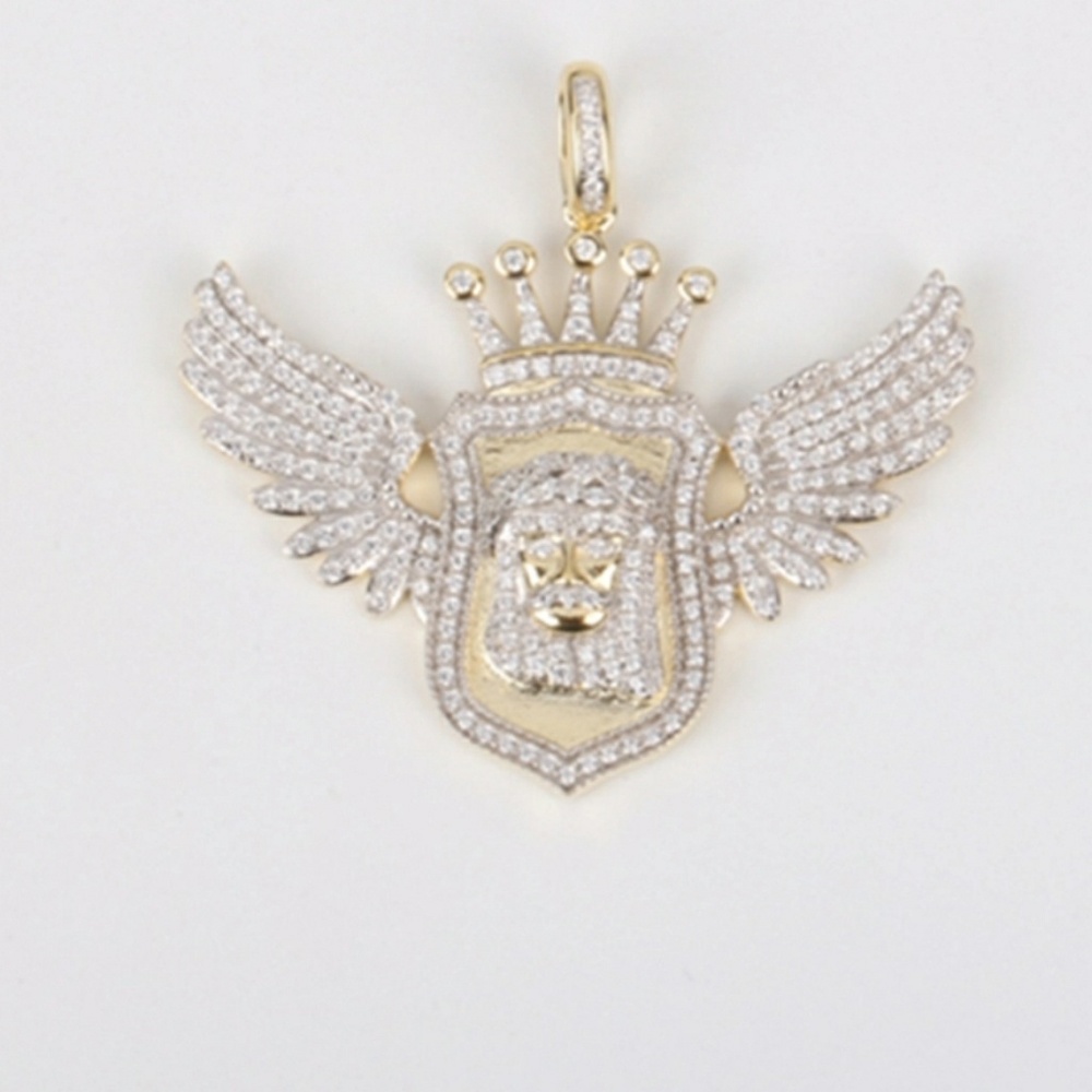 Iced Out Custom Jesus Head & Wings Pave Pendant